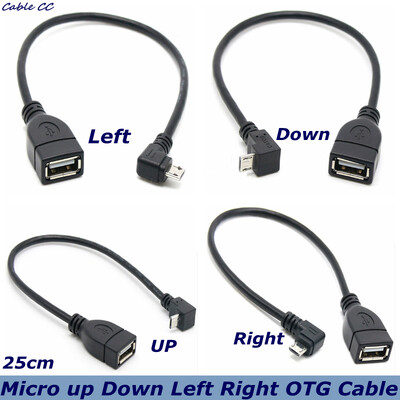 90 fokos fel-le és bal és derékszögű Micro USB 5Pin dugó USB 2.0 A anya hosszabbító csatlakozó adapter OTG kábel