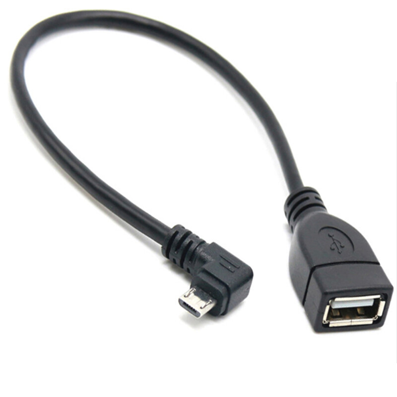 Adaptér OTG s 5pinovým konektorom micro USB samec na USB 2.0 A samica, 90 stupňov hore a dole a doľava a doprava