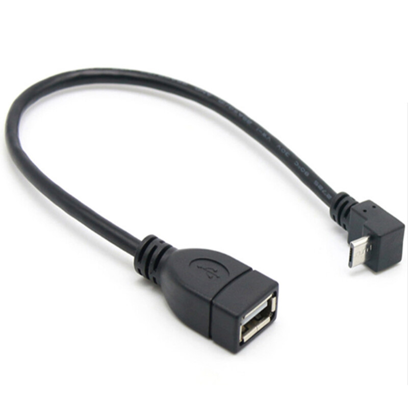 Adaptér OTG s 5pinovým konektorom micro USB samec na USB 2.0 A samica, 90 stupňov hore a dole a doľava a doprava