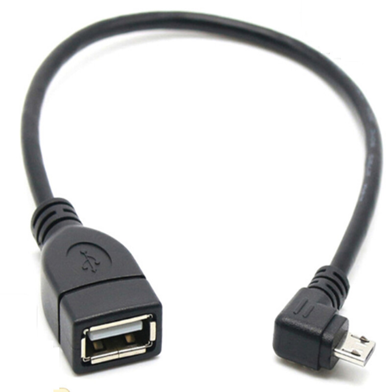 Adaptér OTG s 5pinovým konektorom micro USB samec na USB 2.0 A samica, 90 stupňov hore a dole a doľava a doprava