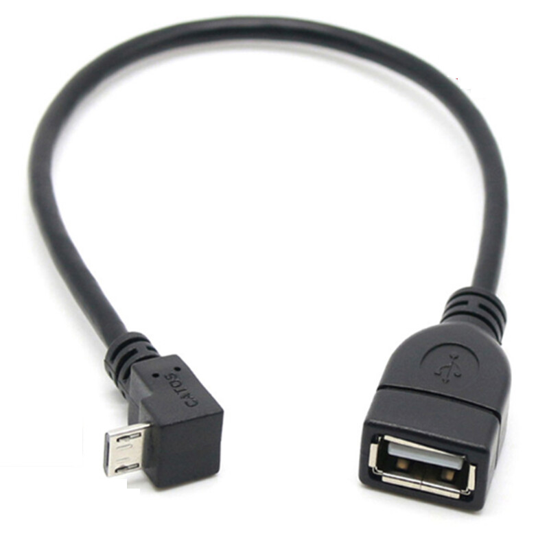 Adaptér OTG s 5pinovým konektorom micro USB samec na USB 2.0 A samica, 90 stupňov hore a dole a doľava a doprava