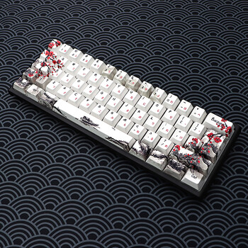 Γερμανική Γαλλική Ισπανία ISO Dye Sub Keycaps Plum Blossom 80 Keys Cherry Profile Keycap για QWERTZ AZERTY 61 64 67 68 Πλήκτρα πληκτρολογίου