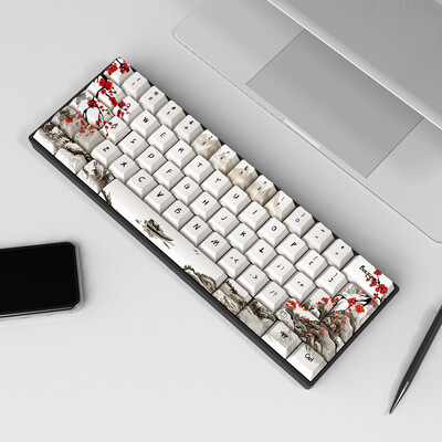Német Francia Spanyolország ISO Dye Sub-kulcssapkák Plum Blossom 80 Keys Cherry Profile Keycap For QWERTZ AZERTY 61 64 67 68 Keyboard Keys