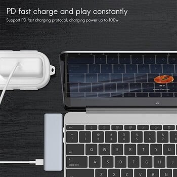 USB Type C Hub към -съвместим с MST 4K USB C HUB докинг станция, подходящ за Pro Air Apple компютърен адаптер