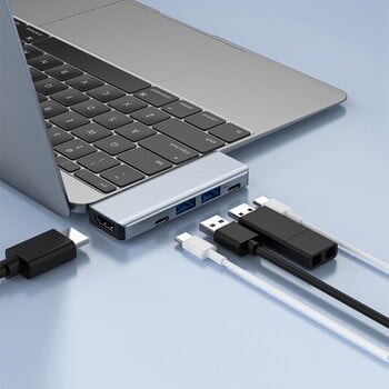 USB Type C Hub към -съвместим с MST 4K USB C HUB докинг станция, подходящ за Pro Air Apple компютърен адаптер