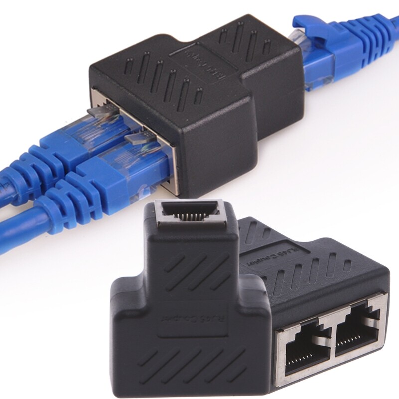 RJ45 elosztó csatlakozó adapter 1-2 utas Ethernet elosztó csatlakozó dugó Play Ethernet bővítő átalakító laptophoz