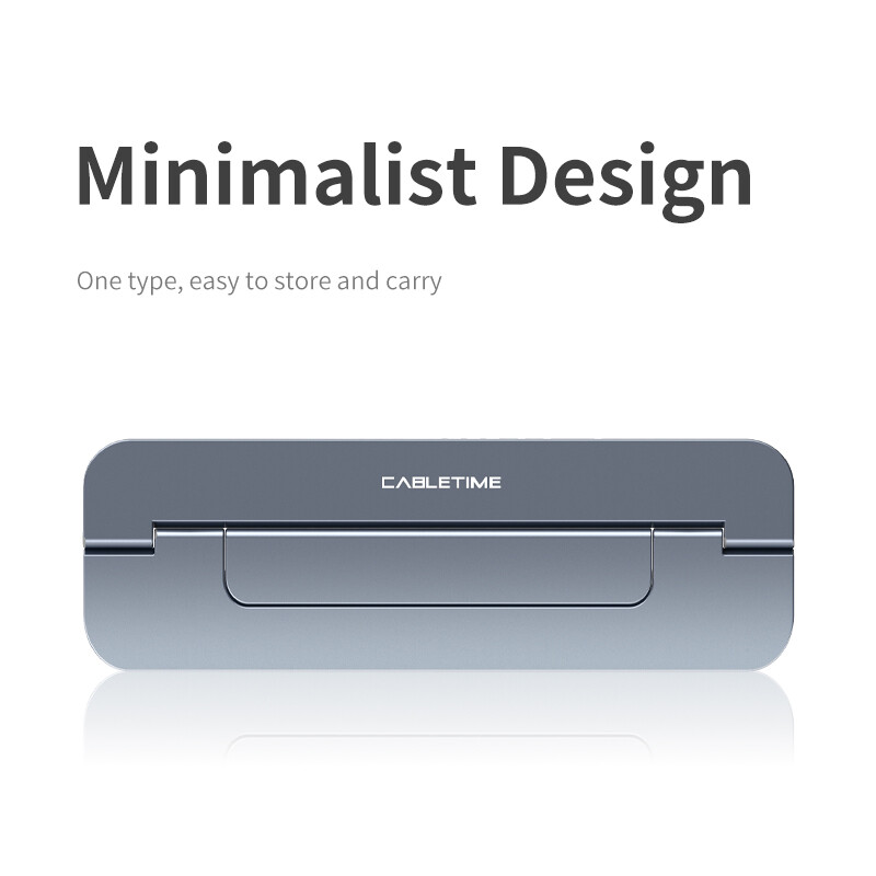 CABLETIME klēpjdatora statīvs, salokāms, mazgājams plāns stāvvads, siltuma izkliedēšanas vieta, pelēks turētājs 11/13/17 collu klēpjdatora piezīmjdatoram C417