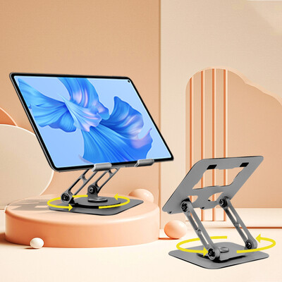 Regulējams planšetdatora tālruņa datora statīvs un 360 grādu rotējoša pamatne, salokāms klēpjdatora stāvvada galda turētājs MacBook iPad 4-12 collu ierīcei