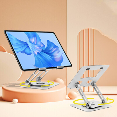 Regulējams planšetdatora tālruņa datora statīvs un 360 grādu rotējoša pamatne, salokāms klēpjdatora stāvvada galda turētājs MacBook iPad 4-12 collu ierīcei