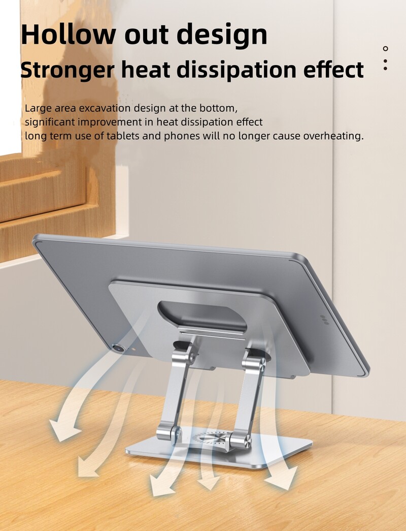 Regulējams planšetdatora tālruņa datora statīvs un 360 grādu rotējoša pamatne, salokāms klēpjdatora stāvvada galda turētājs MacBook iPad 4-12 collu ierīcei