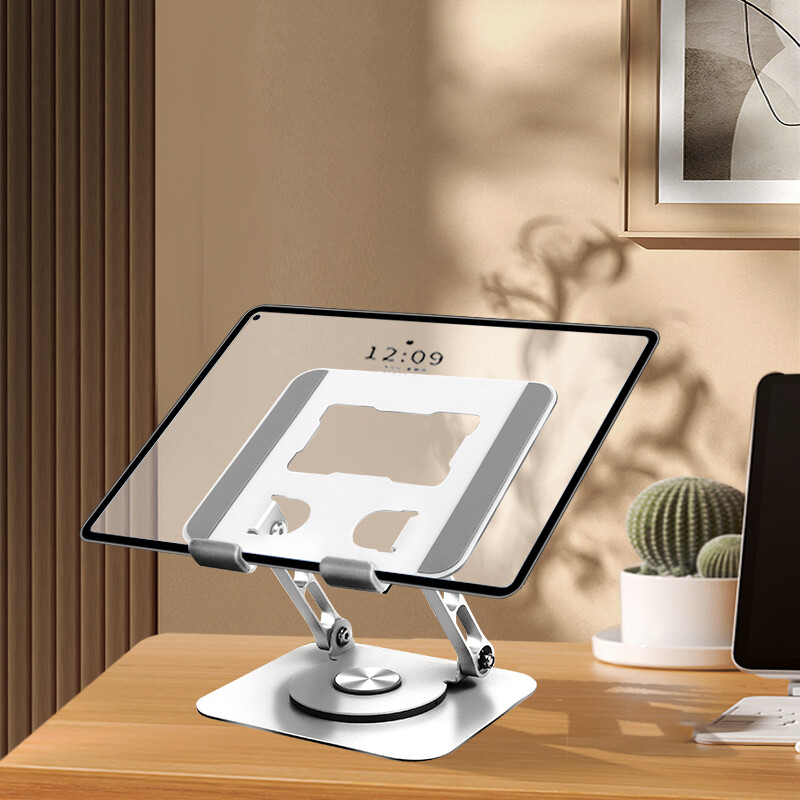 Regulējams planšetdatora tālruņa datora statīvs un 360 grādu rotējoša pamatne, salokāms klēpjdatora stāvvada galda turētājs MacBook iPad 4-12 collu ierīcei