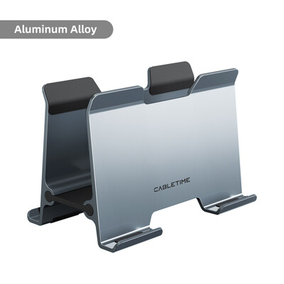CABLETIME Vertikāls klēpjdatora statīva gravitācijas turētājs Alumīnija sakausējuma statīvs Neslīdošs piezīmjdatora atbalsts MacBook Pro Air iphone turētājam