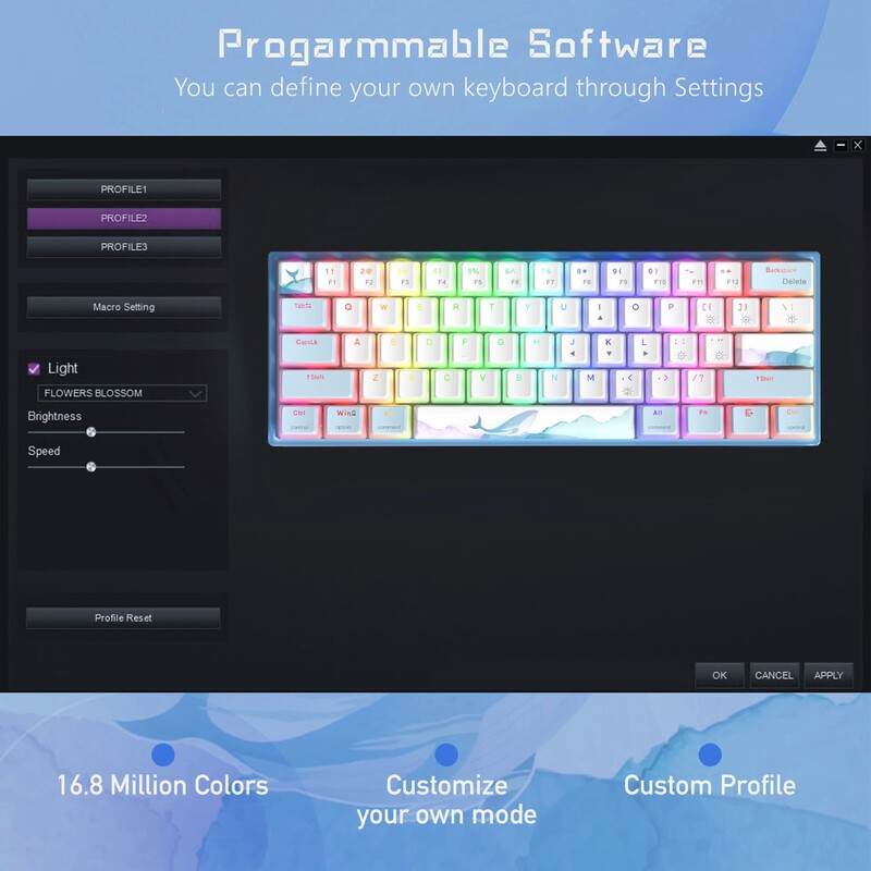 WOMIRE WK61 Tastatură mecanică cu fir RGB interschimbabilă la cald, 60% tastatură Tastatură minimalistă personalizată pentru joc, laptop, computer