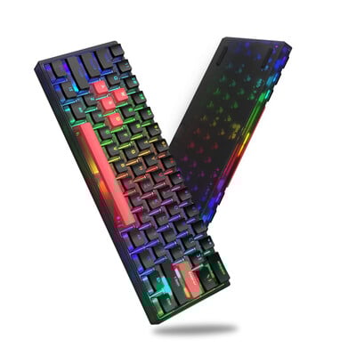 Herná mechanická klávesnica Womier WK61 s 60% výmenou za chodu, modrá klávesnica s RGB drôtovým pudingom, PBT krytkou, červenými prepínačmi