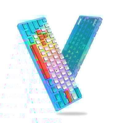 Herná mechanická klávesnica Womier WK61 s 60% výmenou za chodu, modrá klávesnica s RGB drôtovým pudingom, PBT krytkou, červenými prepínačmi