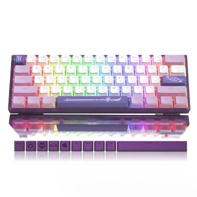 Herná mechanická klávesnica Womier WK61 s 60% výmenou za chodu, modrá klávesnica s RGB drôtovým pudingom, PBT krytkou, červenými prepínačmi