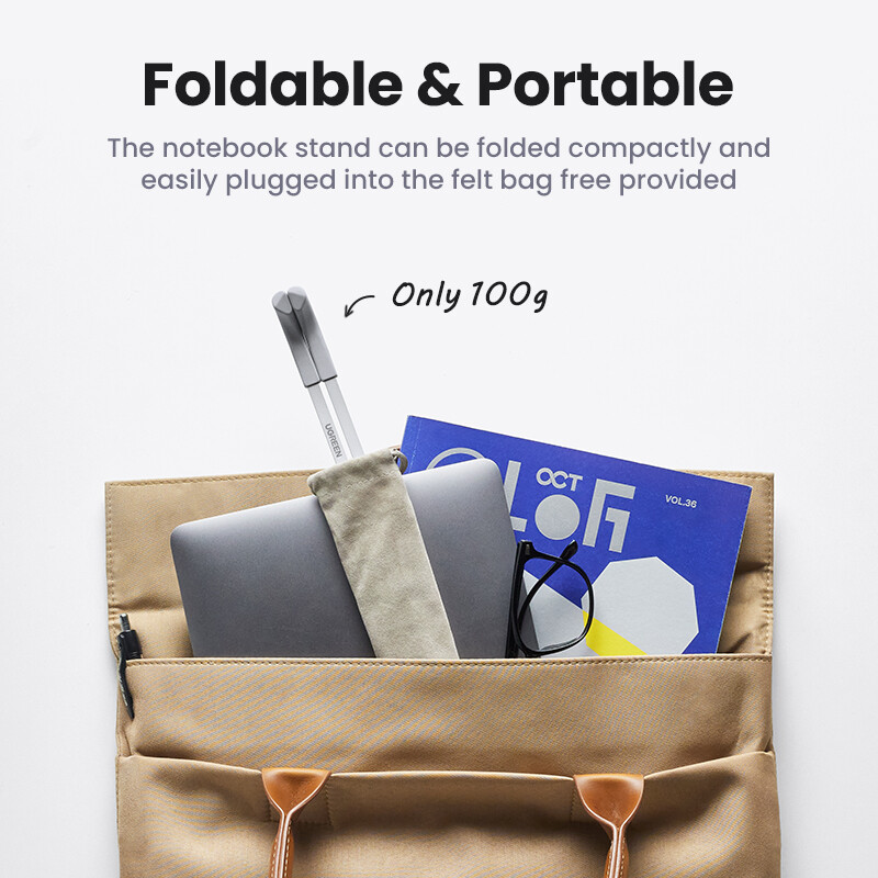 UGREEN klēpjdatora statīvs priekš Macbook Pro salokāms alumīnija vertikāls piezīmjdatora statīvs klēpjdatora atbalsts Macbook Air Pro planšetdatora tālruņa statīvs