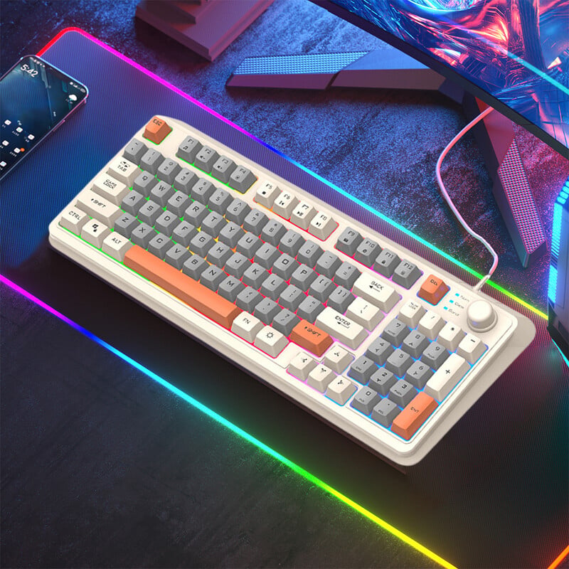 Herná klávesnica K82 RGB Light Mechanická klávesnica 94 klávesov Svetelná klávesnica s možnosťou výmeny kláves pre notebooky a stolné počítače