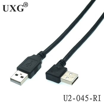 USB 2.0 мъжки към USB мъжки 90 градуса наляво надясно нагоре надолу ъглов удължителен адаптер Кабел за зареждане и данни Кабел 25 см 50 см 1 м 1,5 м