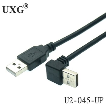 USB 2.0 мъжки към USB мъжки 90 градуса наляво надясно нагоре надолу ъглов удължителен адаптер Кабел за зареждане и данни Кабел 25 см 50 см 1 м 1,5 м