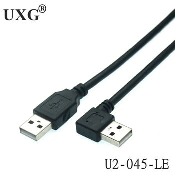 USB 2.0 мъжки към USB мъжки 90 градуса наляво надясно нагоре надолу ъглов удължителен адаптер Кабел за зареждане и данни Кабел 25 см 50 см 1 м 1,5 м