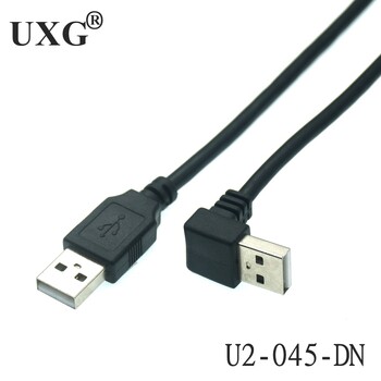 USB 2.0 мъжки към USB мъжки 90 градуса наляво надясно нагоре надолу ъглов удължителен адаптер Кабел за зареждане и данни Кабел 25 см 50 см 1 м 1,5 м