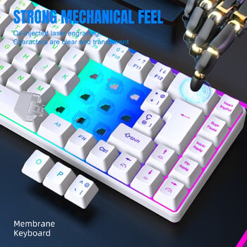 HXSJ Spanish Keyboard V200 Wired K68 RGB Streamer Mini Gaming πληκτρολόγιο 19-πλήκτρων χωρίς σύγκρουση μεμβράνης Μηχανική αίσθηση