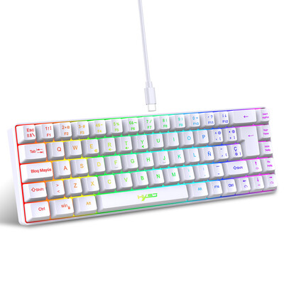 HXSJ Spanish Keyboard V200 Wired K68 RGB Streamer Mini Gaming πληκτρολόγιο 19-πλήκτρων χωρίς σύγκρουση μεμβράνης Μηχανική αίσθηση