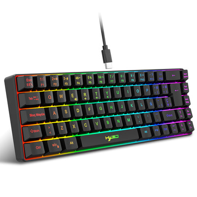 HXSJ Spanish Keyboard V200 Wired K68 RGB Streamer Mini Gaming πληκτρολόγιο 19-πλήκτρων χωρίς σύγκρουση μεμβράνης Μηχανική αίσθηση