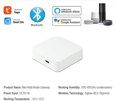 Zigbee hub, 3 az 1-ben WiFi Zigbee 3.0/Bluetooth átjáró, Tuya vezeték nélküli multimódusú átjáró, intelligens otthoni áthidaló hub, kompatibilis
