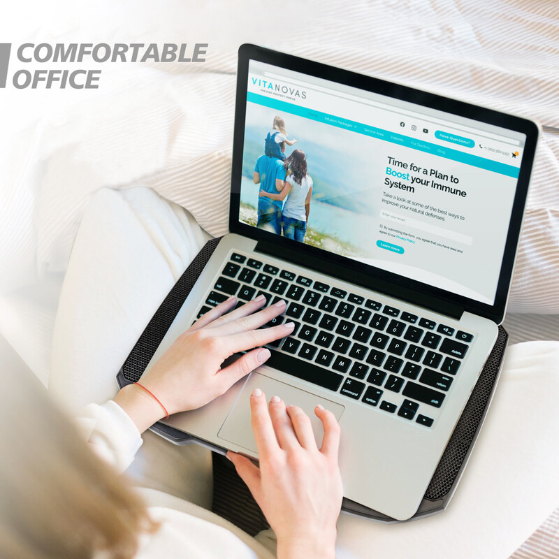 COOLCOOLD Pad de răcire pentru laptop pentru suport de răcire pentru laptop de 12-17 inchi, 5 ventilatoare silențioase, 5 unghiuri reglabile cu suport pentru telefon