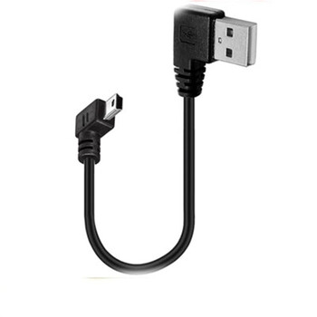 Мини USB кабел мъжки 90 градуса ляв ъгъл към USB мъжки десен ъглов кабел Синхронизиране на данни Зареждане 0,2 м