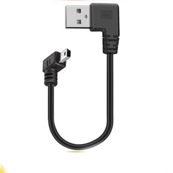 Мини USB кабел мъжки 90 градуса ляв ъгъл към USB мъжки десен ъглов кабел Синхронизиране на данни Зареждане 0,2 м