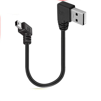 Мини USB кабел мъжки 90 градуса ляв ъгъл към USB мъжки десен ъглов кабел Синхронизиране на данни Зареждане 0,2 м