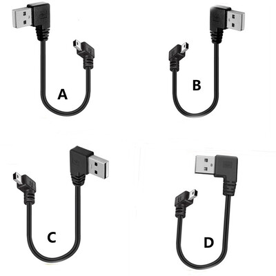 Mini-USB-kaabel isane 90-kraadise vasaku nurgaga USB-masse parempoolse nurga all oleva kaabli sünkroonimise andmelaadimine 0,2 m