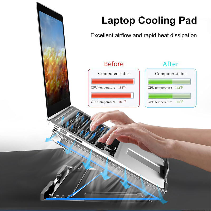 Răcitor pentru laptop de gaming pentru Macbook Air Pro Dell 12-16 inch Notebook Laptop Pad de răcire Wind 2 ventilatoare Radiator Suport pentru laptop Radiator
