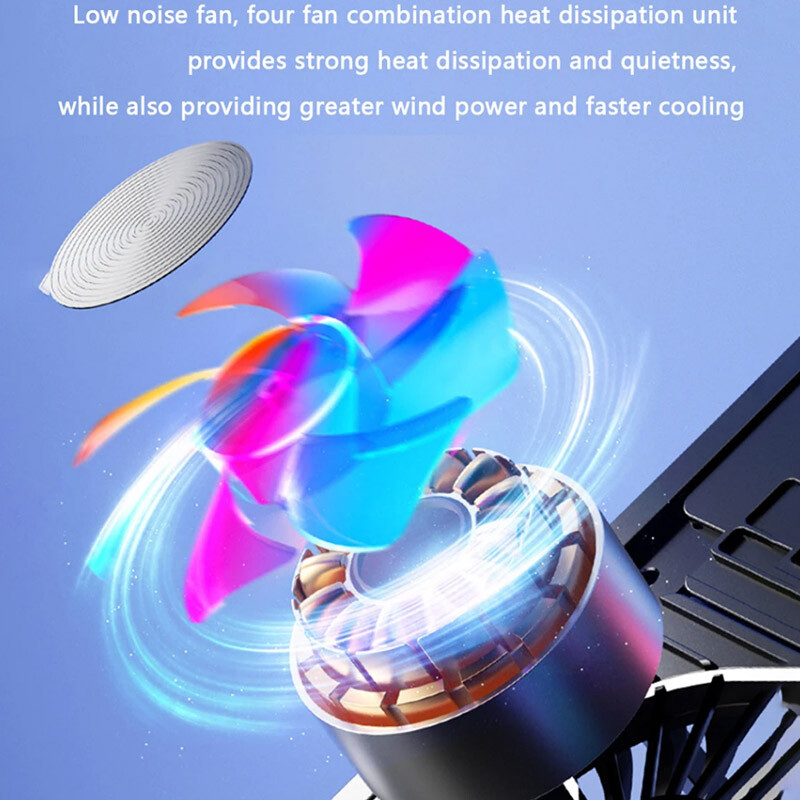 Naujas nešiojamojo kompiuterio aušintuvo pagrindo stovas Sulankstomas nešiojamojo kompiuterio aušinimo padėklas Nešiojamas reguliuojamas nešiojamojo kompiuterio stovas 13–17,3 colio su 4 ventiliatoriais