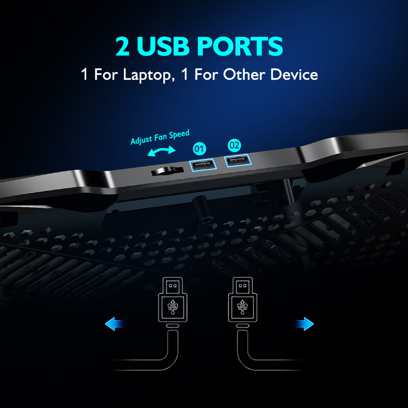COOLCOOLD Pad de răcire pentru laptop pentru suport de răcire pentru laptop de 12-17 inchi, 5 ventilatoare silențioase, 5 unghiuri reglabile cu suport pentru telefon