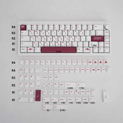 GMK White Blood Festival 142-klávesové PBT sublimačné kryty kláves s čerešňovým profilom pre mechanickú klávesnicu 61/64