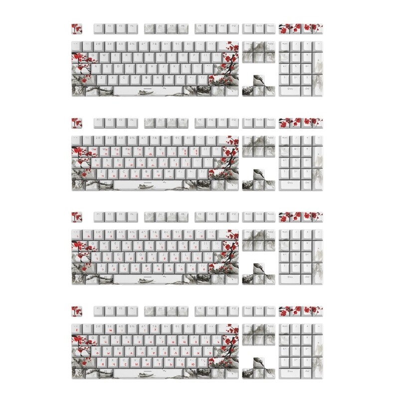 108key OEM PBT DYEBUB Keycaps Plum Blossom orosz koreai japán billentyűsapka játékokhoz mechanikus billentyűzet DropShipping