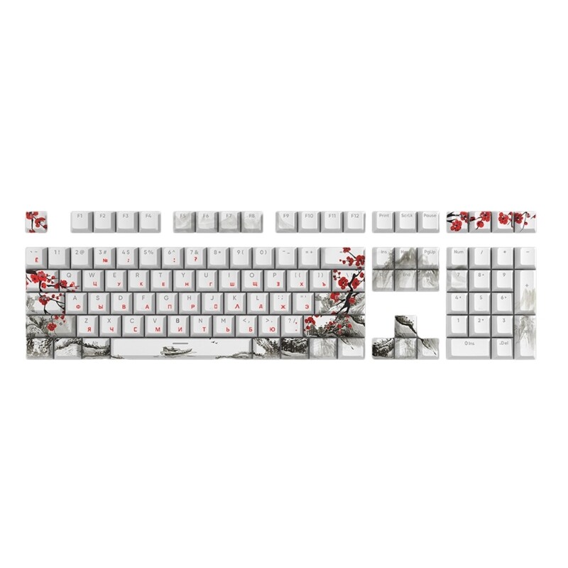 108key OEM PBT DYEBUB Keycaps Plum Blossom orosz koreai japán billentyűsapka játékokhoz mechanikus billentyűzet DropShipping