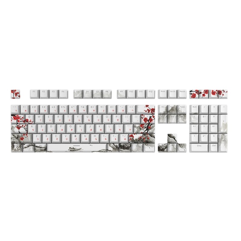 108key OEM PBT DYEBUB Keycaps Plum Blossom orosz koreai japán billentyűsapka játékokhoz mechanikus billentyűzet DropShipping
