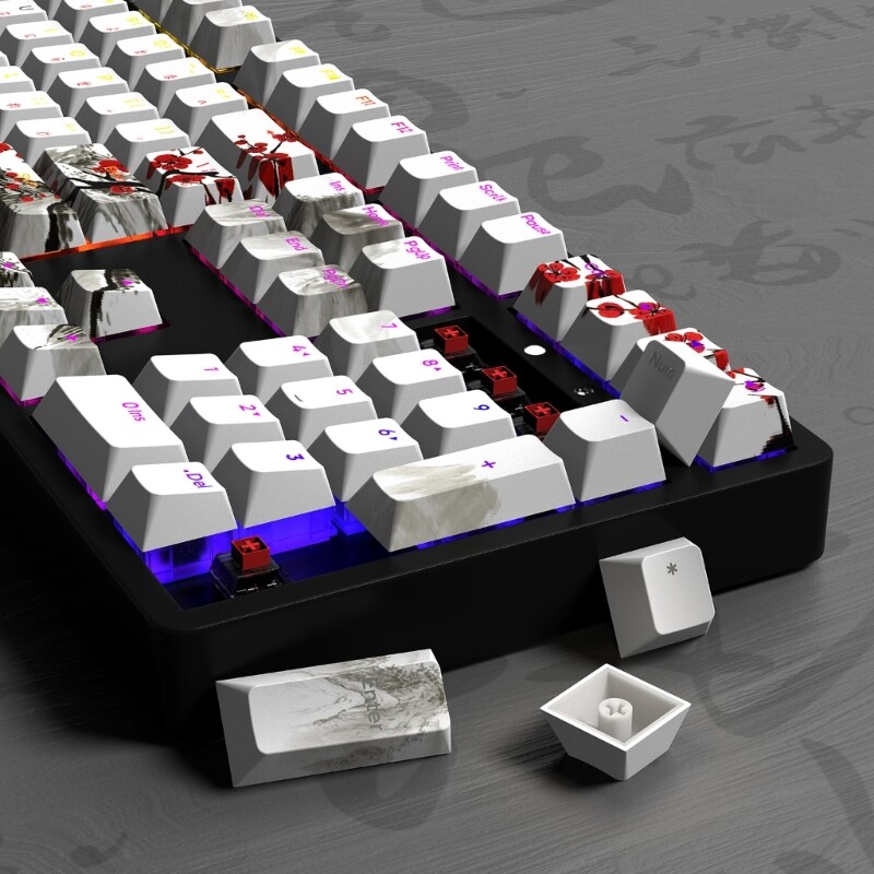 108key OEM PBT DYEBUB Keycaps Plum Blossom orosz koreai japán billentyűsapka játékokhoz mechanikus billentyűzet DropShipping