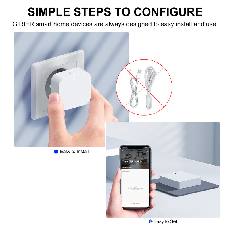 GIRIER Tuya ZigBee Gateway Hub Plug-in Tip Multi-mode ZigBee Bluetooth Gateway Bridge pentru automatizarea casei inteligente Lucru cu Alexa