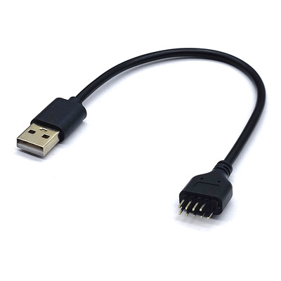 JAUNS USB savienotājs USB pagarinātāja kabelis no USB2.0 līdz 9 kontaktu savienotājam 9 kontaktu vīrs uz ārējo USB A vīrišķais datora galvenās plates iekšējais datu kabelis