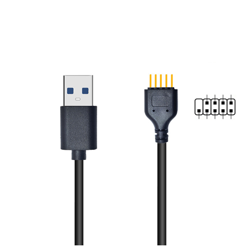 JAUNS USB savienotājs USB pagarinātāja kabelis no USB2.0 līdz 9 kontaktu savienotājam 9 kontaktu vīrs uz ārējo USB A vīrišķais datora galvenās plates iekšējais datu kabelis