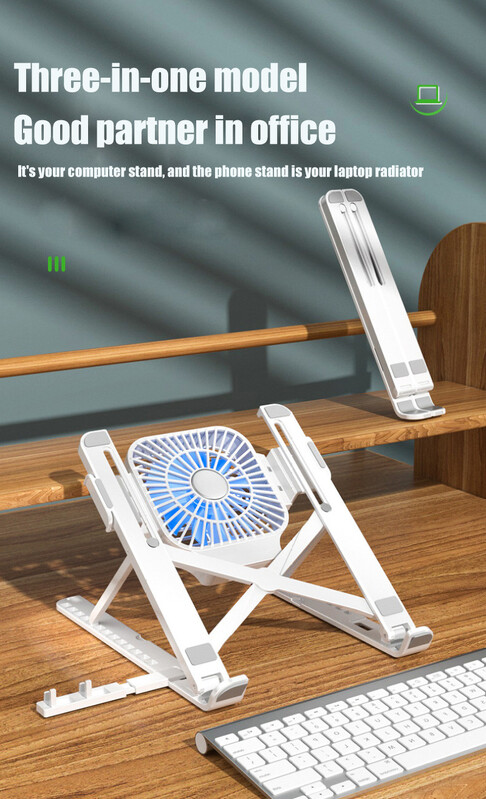 Sulankstomas nešiojamojo kompiuterio planšetinio kompiuterio stovas su aušinimo ventiliatoriaus šilumos išsklaidymu, skirtas staliniam kompiuteriui MacBook Air Pro stovas Nešiojamojo kompiuterio laikiklis HP aušintuvas