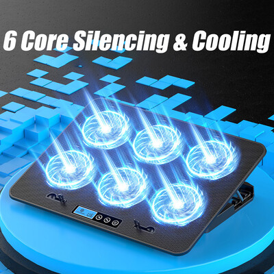 COOLCOLD A9 Gaming RGB Охладител за лаптоп 2 USB порта 6 Вентилатор LED Охладител за лаптоп за игри за 13-18 инча Стойка за лаптоп Macbook