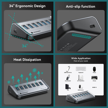 Yottamaster Multiple USB A Type C Hub 4/7 Slot 10Gbps Socket Docking Station Multi USB 3.0 Port Splitter Extensor Dock Adapter