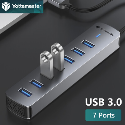 Yottamaster Multiple 7 Ports Docking Station USB HUB Type C Splitter Multi USB 3.0 Plug Dock Adapter Extensor for Laptop PC